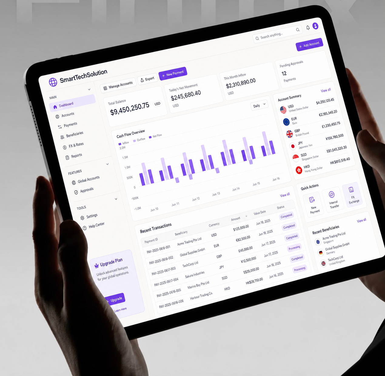 SmartTechSolution multi-currency global treasury platform
